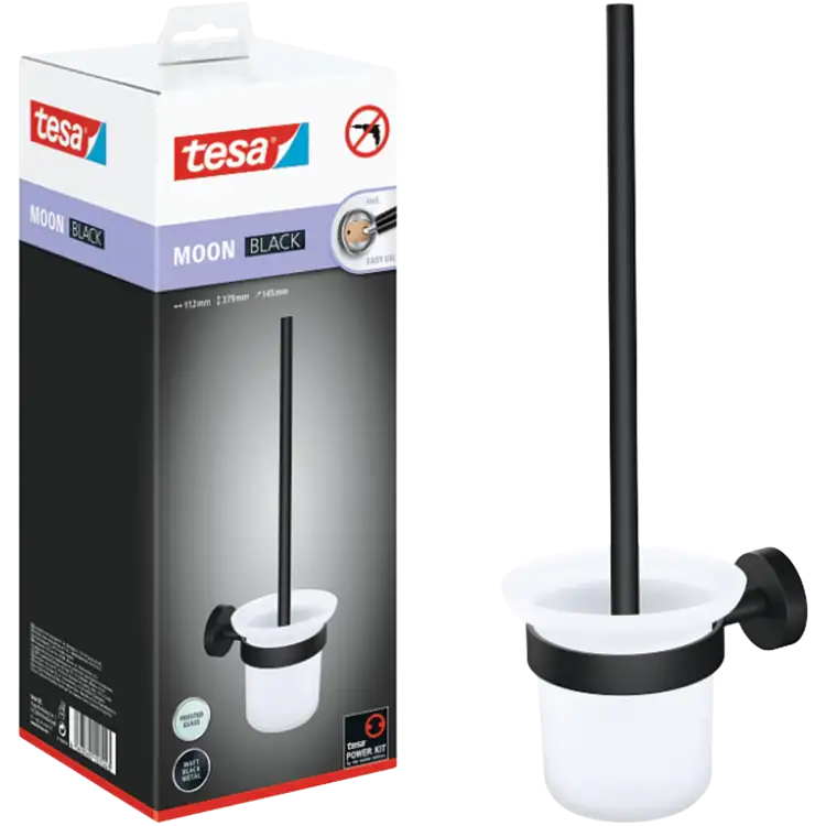 Szczotka Do WC Samoprzylepna Wisząca Tesa MOON BLACK Do Łazienki Metalowa