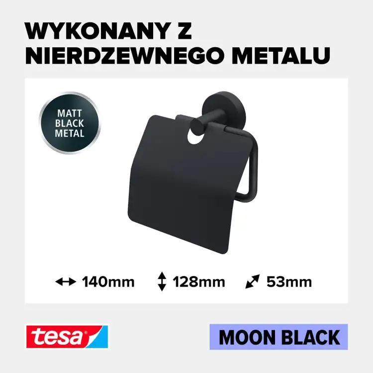 Matowy uchwyt Tesa MOON BLACK z metalu nierdzewnego prezentuje minimalistyczny styl i solidność wykonania