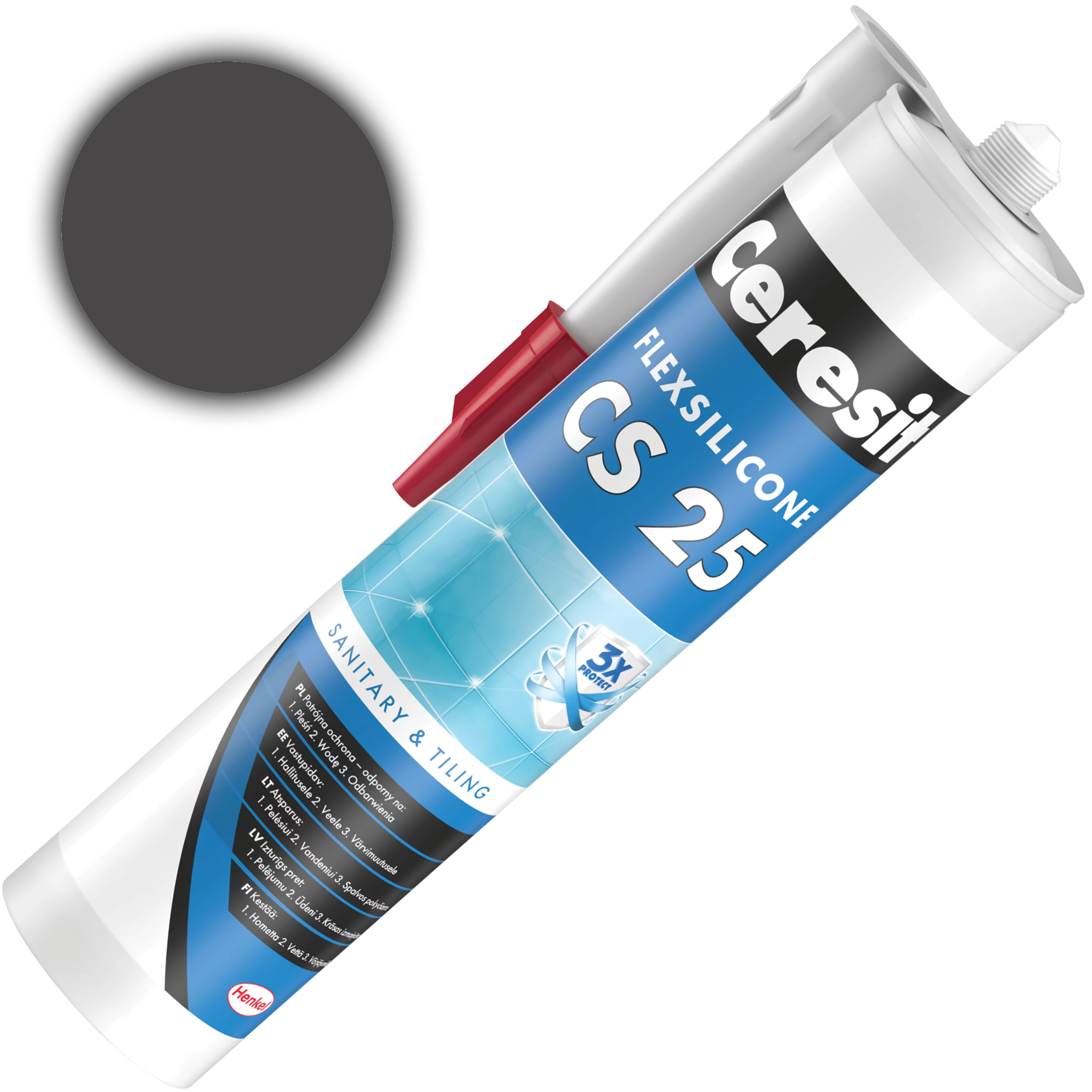 Silikon Sanitarny Ceresit CS25 Uniwersalny Uszczelniacz Carbon 280 ml