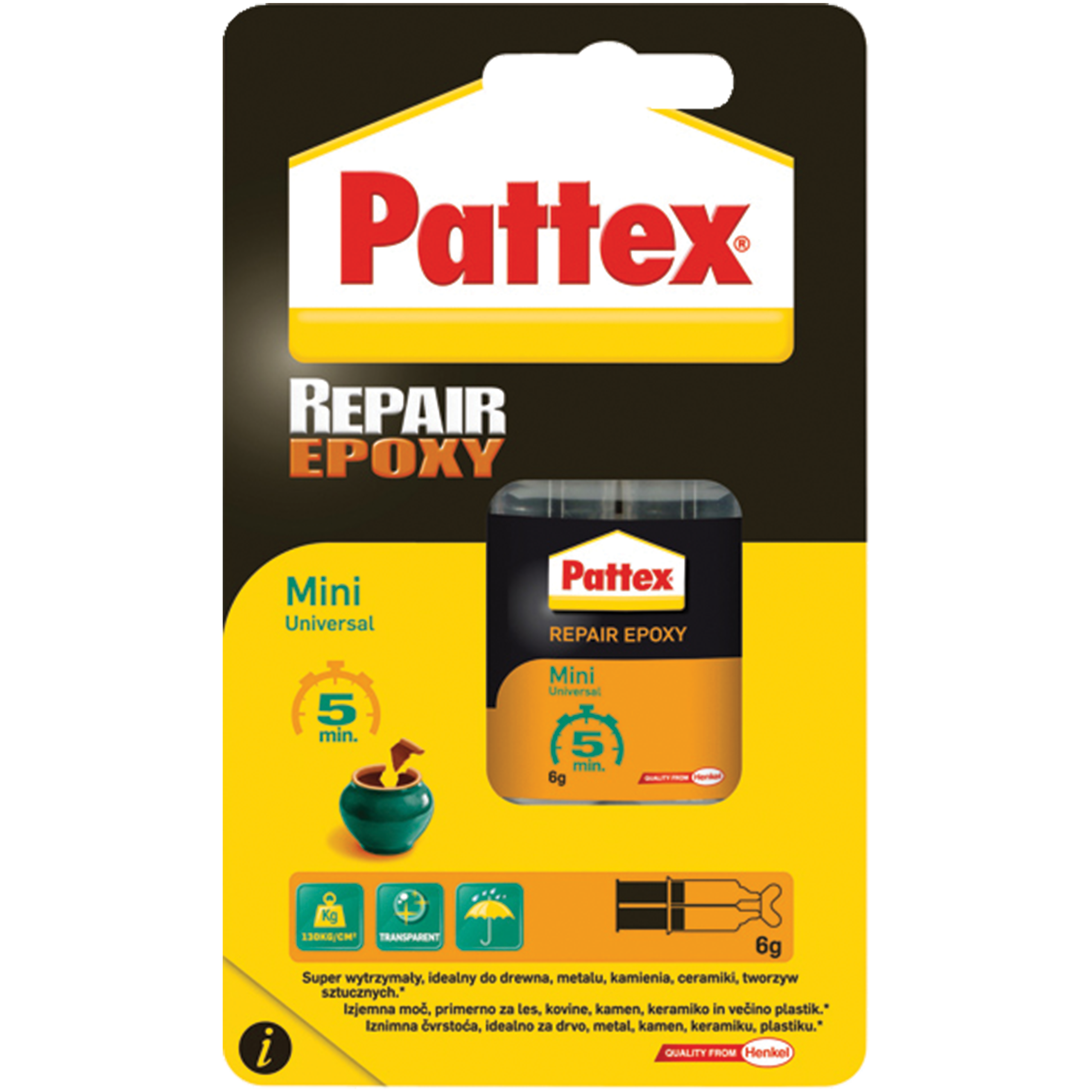 Pattex Klej Epoksydowy Dwuskładnikowy Power Epoxy Mocny Uniwersalny 6ml