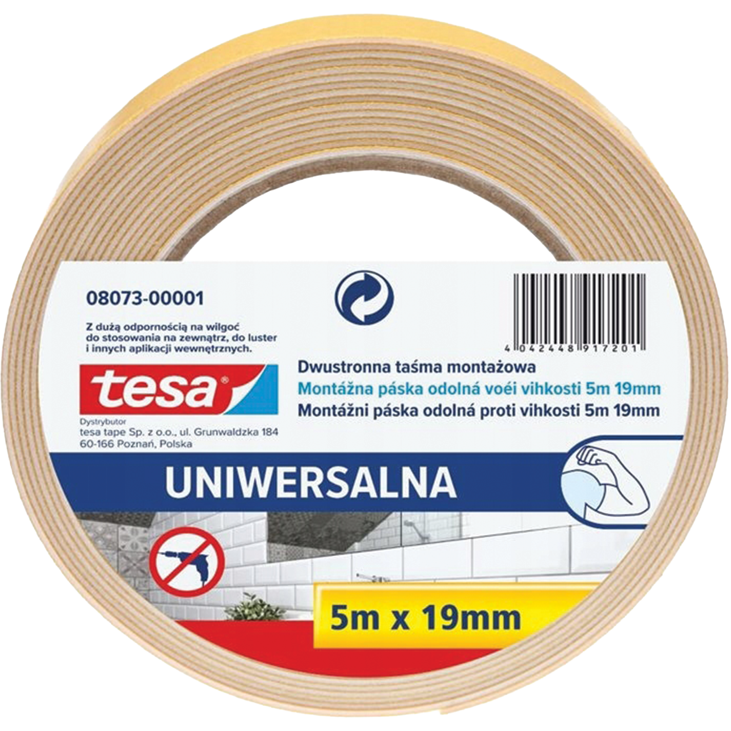 Dwustronna Taśma Klejąca Montażowa Samoprzylepna Tesa 19mm x 5m Piankowa