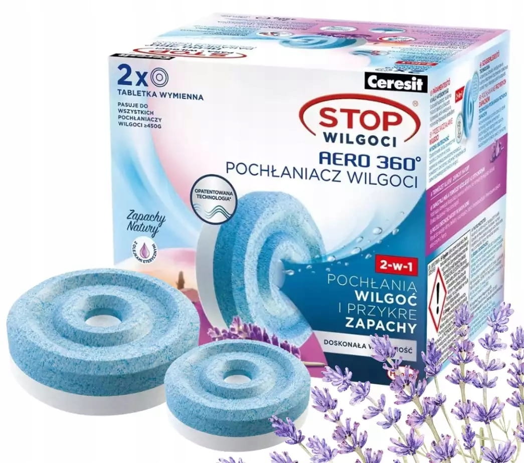 Ceresit Pochłaniacz Wilgoci Wkłady Aero 360 Tabletki Lawendowe 2 x 450g