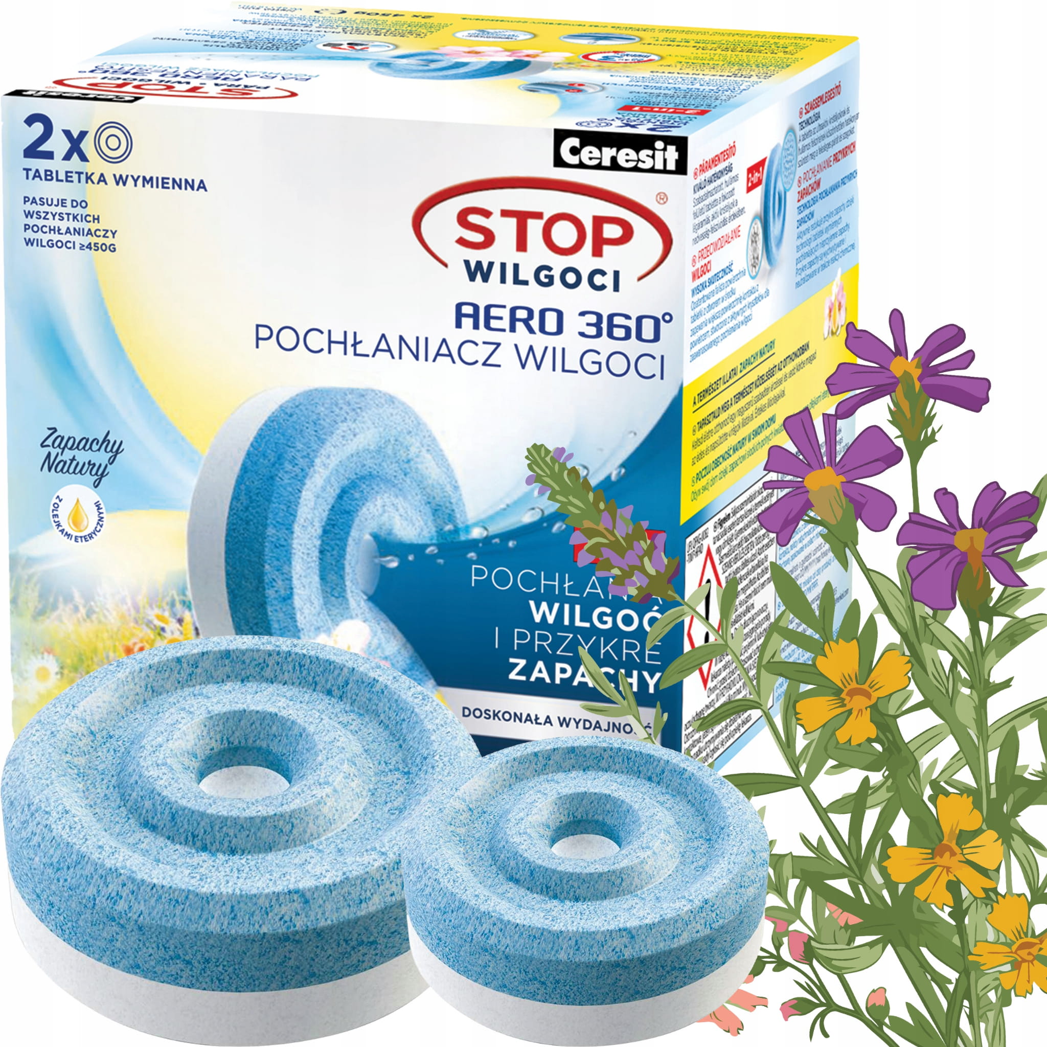 Ceresit Pochłaniacz Wilgoci Wkłady Aero 360 Tabletki Polne Kwiaty 2 x 450g