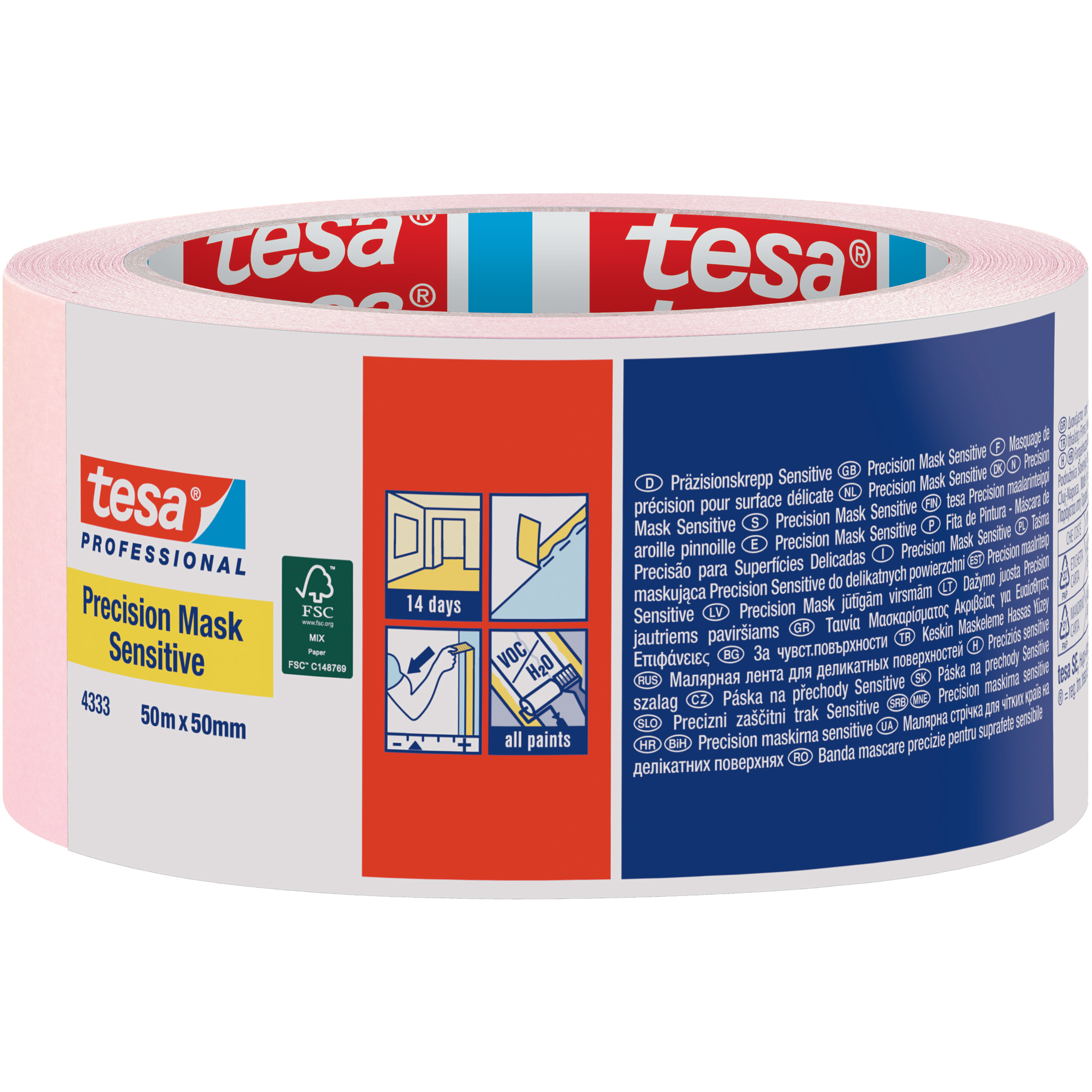 Taśma Malarska Papierowa Maskująca Tesa Washi Tape 50 mm x 50m Różowa