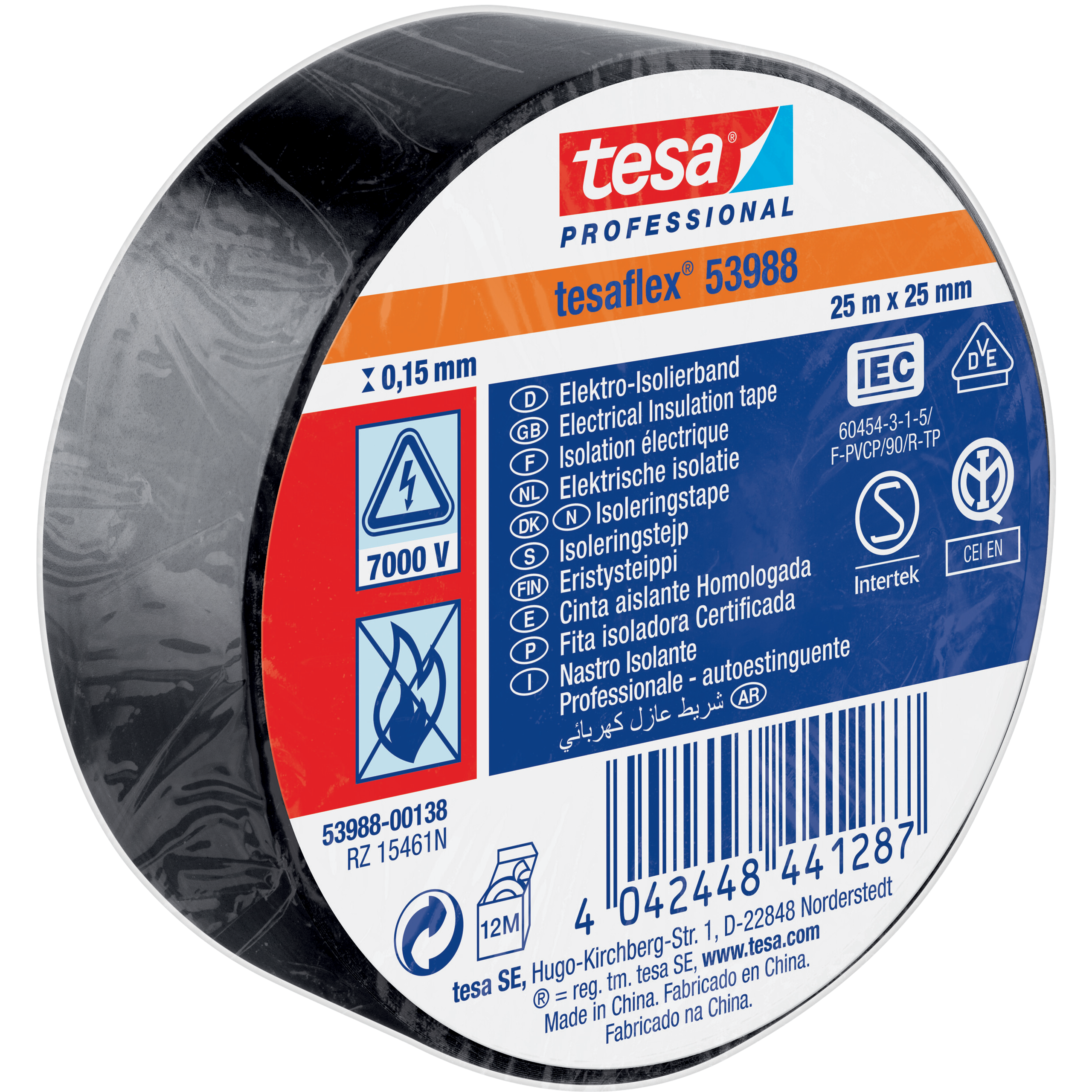 Taśma Izolacyjna PCV Tesa Mocna Samoprzylepna Izolacja 25 mm x 25 m Czarna