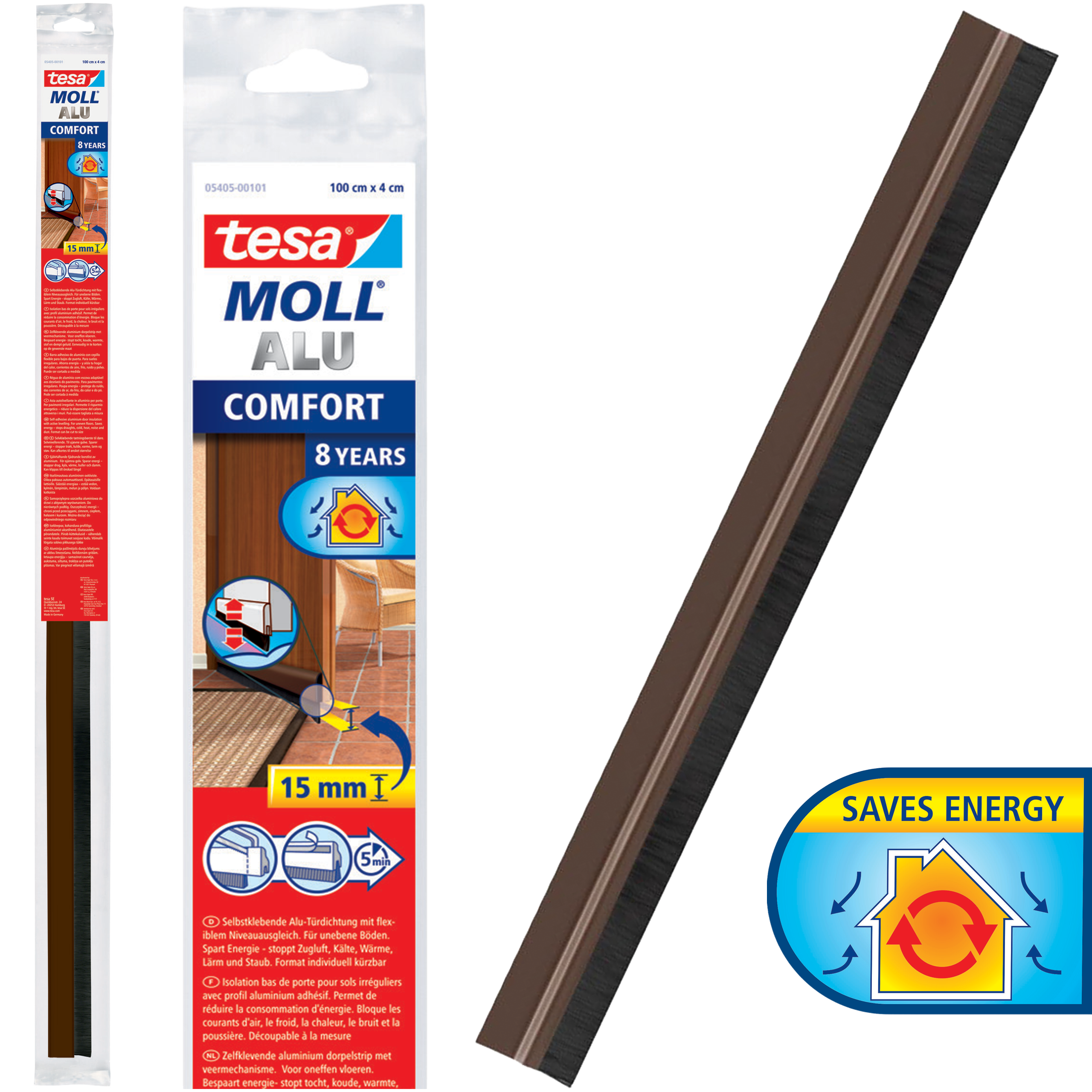 Uszczelka Samoprzylepna Do Drzwi Tesa Szczotkowa 43 mm x 1 m Brązowa
