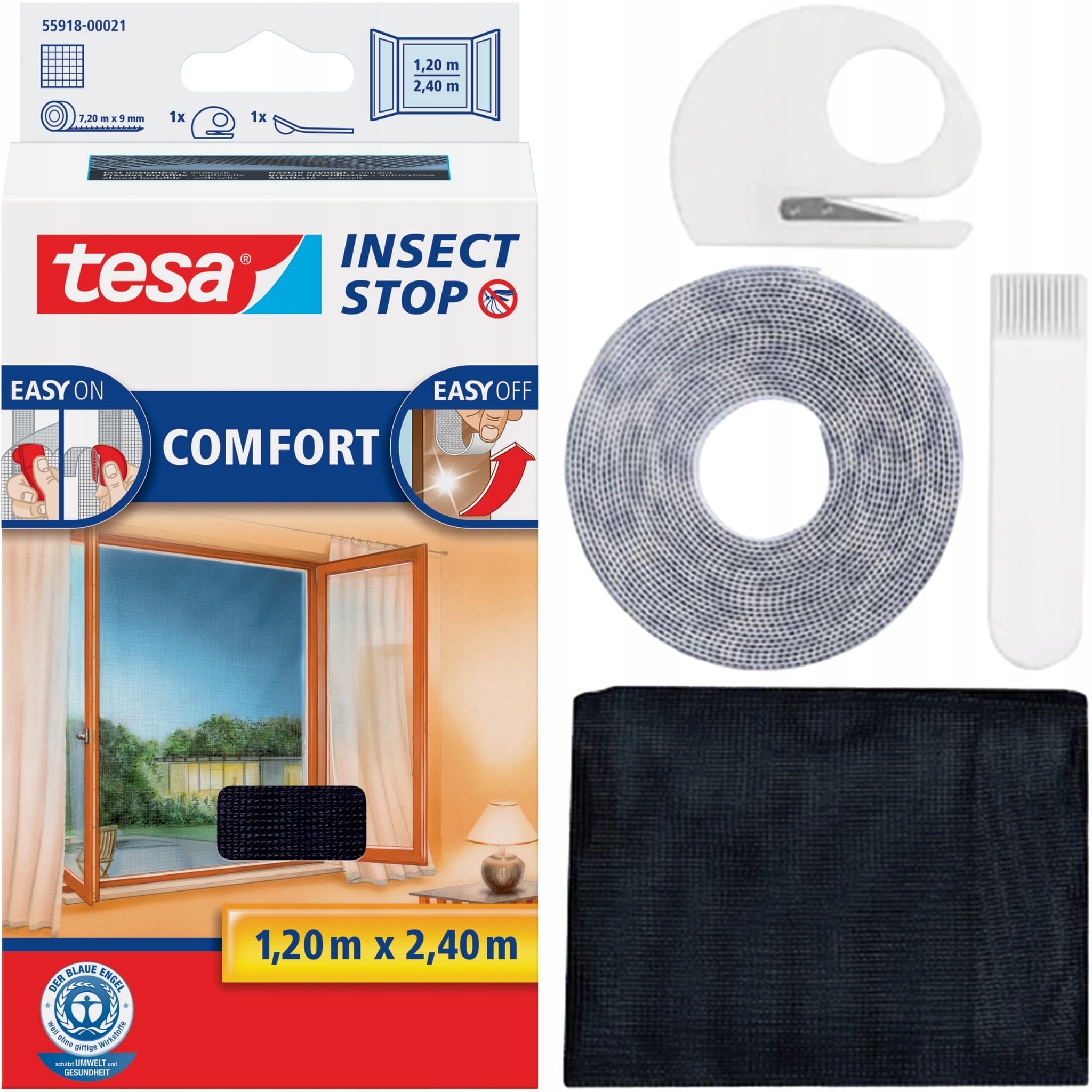 Moskitiera Na Okno Tesa Comfort Siatka Okienna Na Owady 120 x 240 cm Czarna
