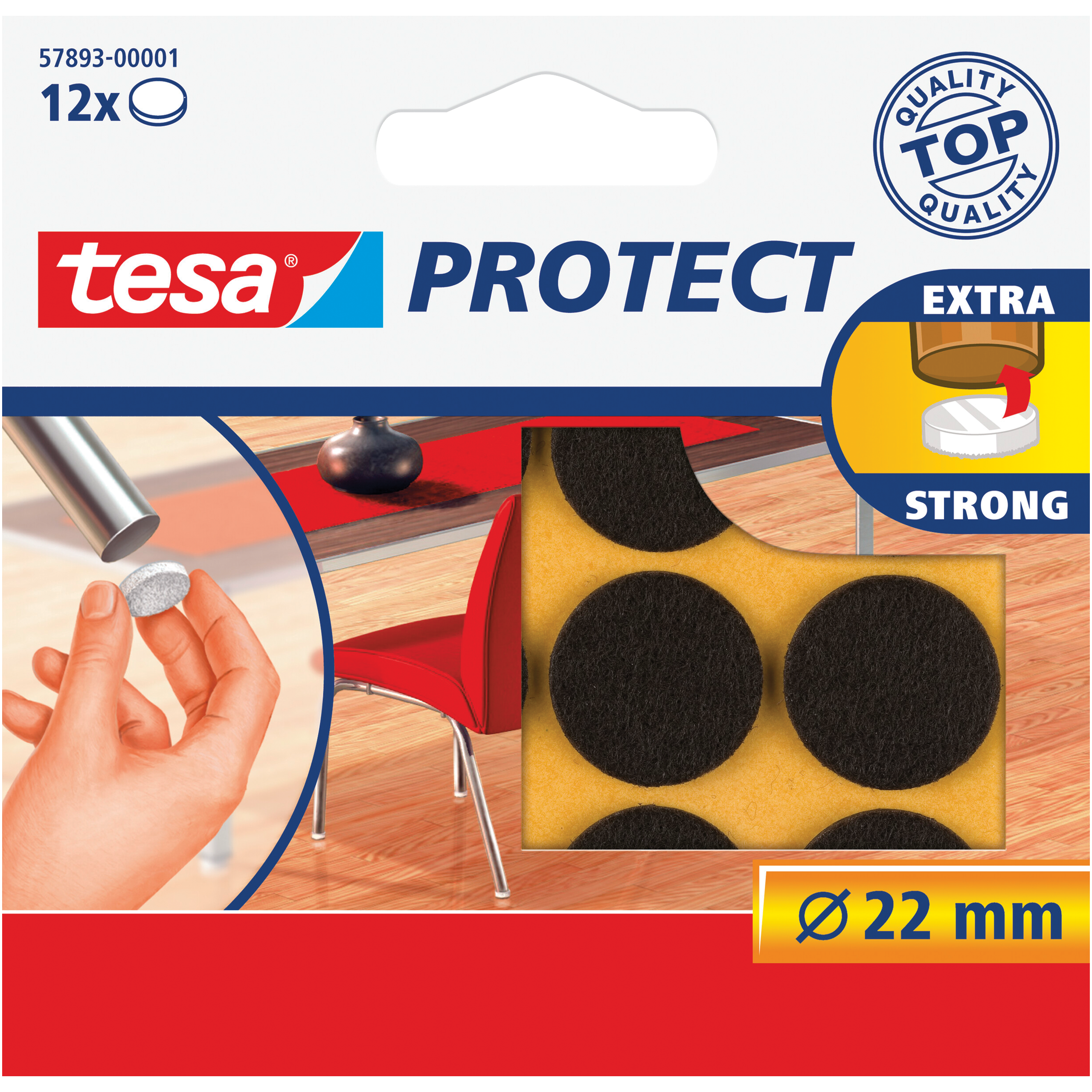 Podkładki Filcowe Samoprzylepne Tesa Filc Pod Meble Krzesła 22 mm 12 szt