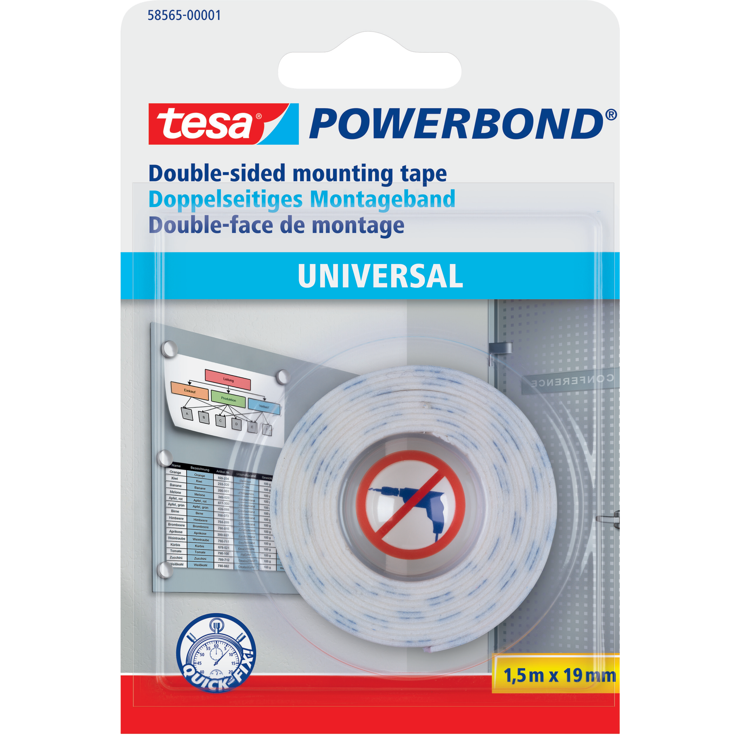 Dwustronna Taśma Klejąca Montażowa Tesa 19mm x 1,5 m Uniwersalna Piankowa