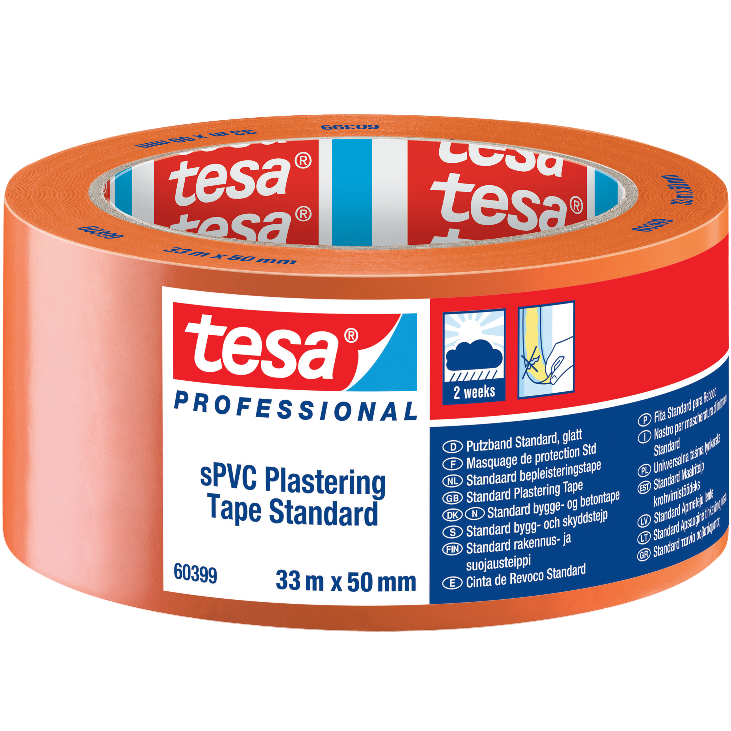 Taśma Tynkarska Elewacyjna PVC Tesa 33m x 50mm Mocna Budowlana Pomarańczowa