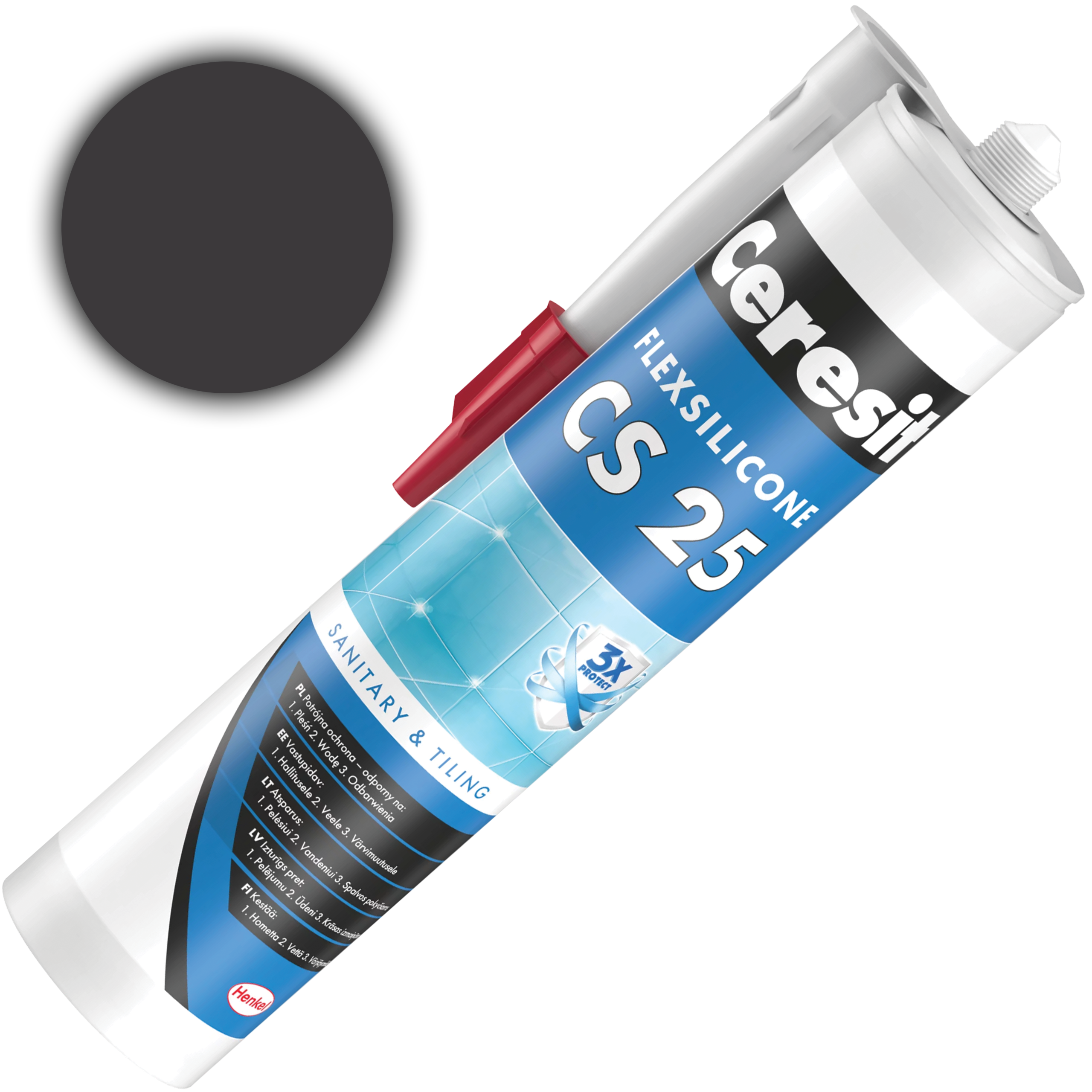 Silikon Sanitarny Ceresit CS25 Uniwersalny Uszczelniacz Graphite 280 ml