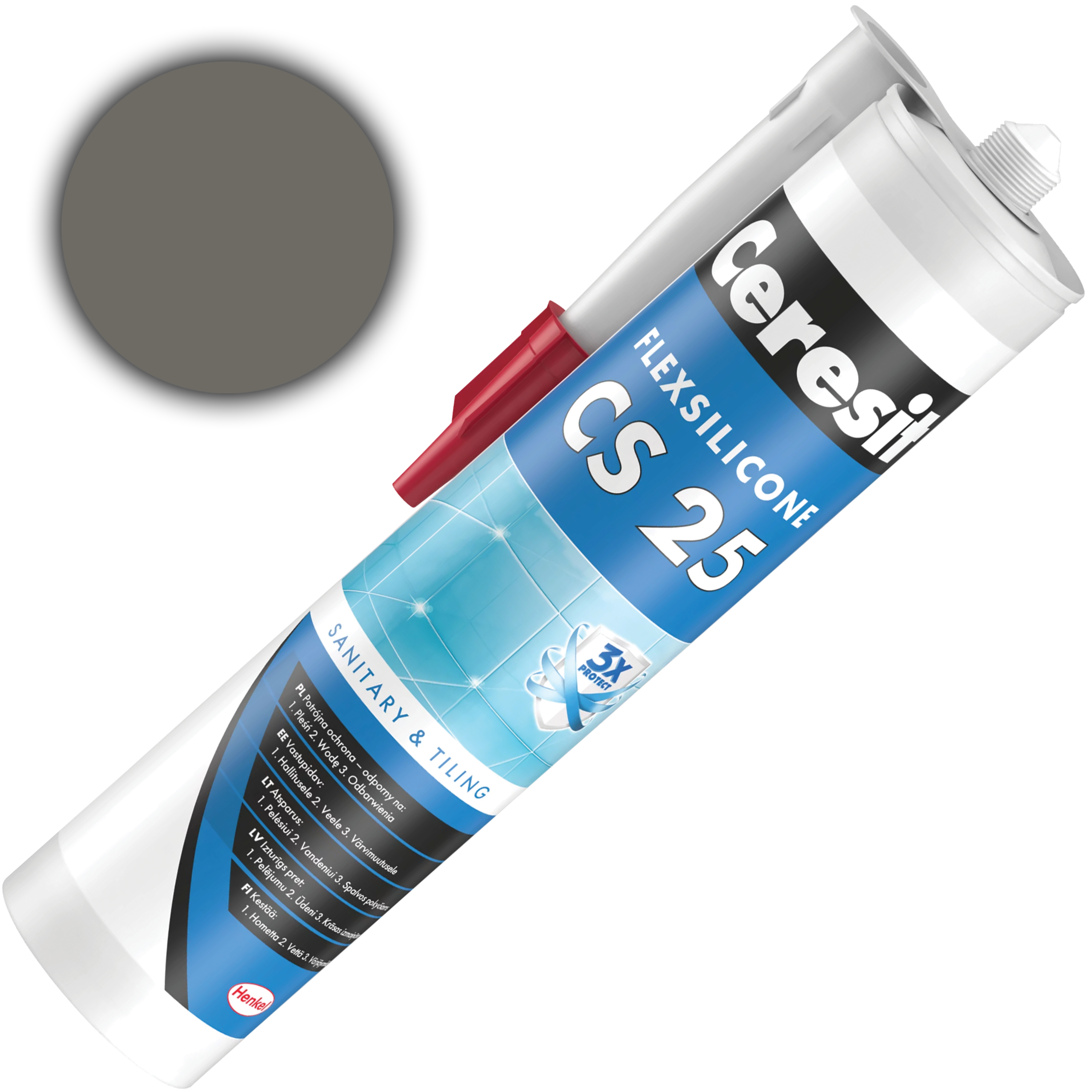 Silikon Sanitarny Ceresit CS25 Uniwersalny Uszczelniacz Antracite 280 ml
