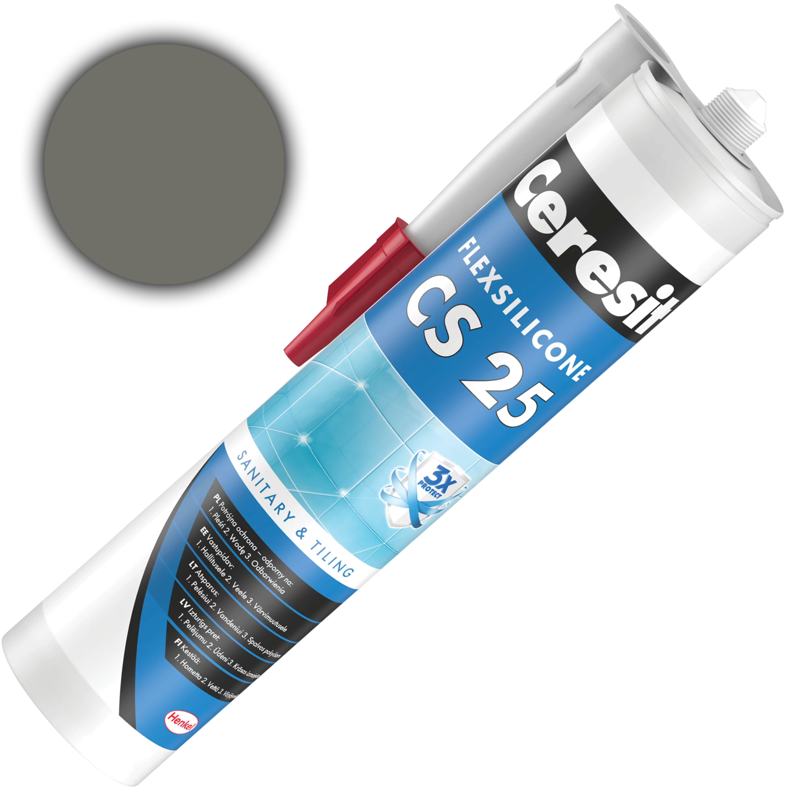 Silikon Sanitarny Ceresit CS25 Uniwersalny Uszczelniacz Bazalt 280 ml