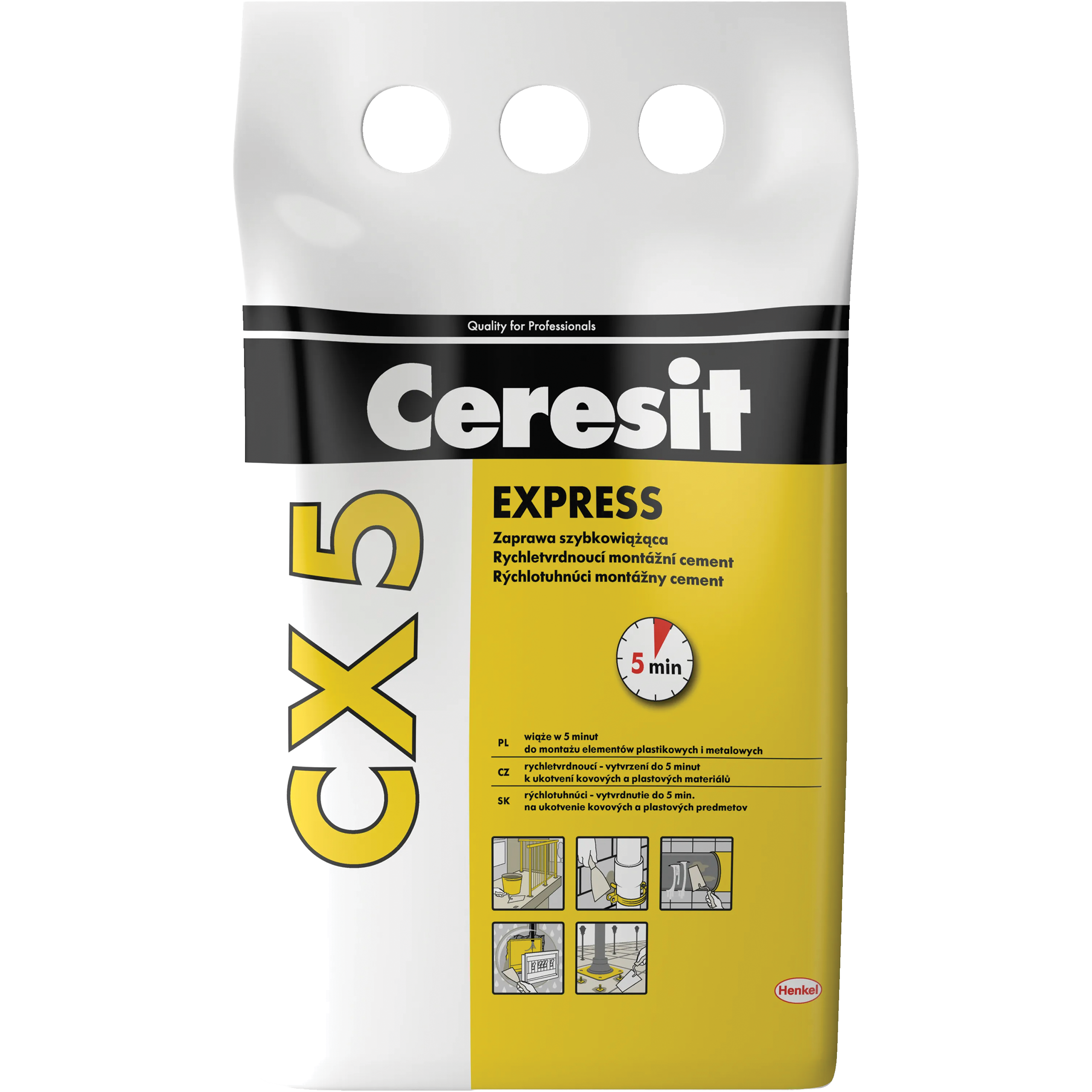 Zaprawa Cementowa Szybkowiążąca Ceresit CX5 Cement Montażowy Do Betonu 5 kg